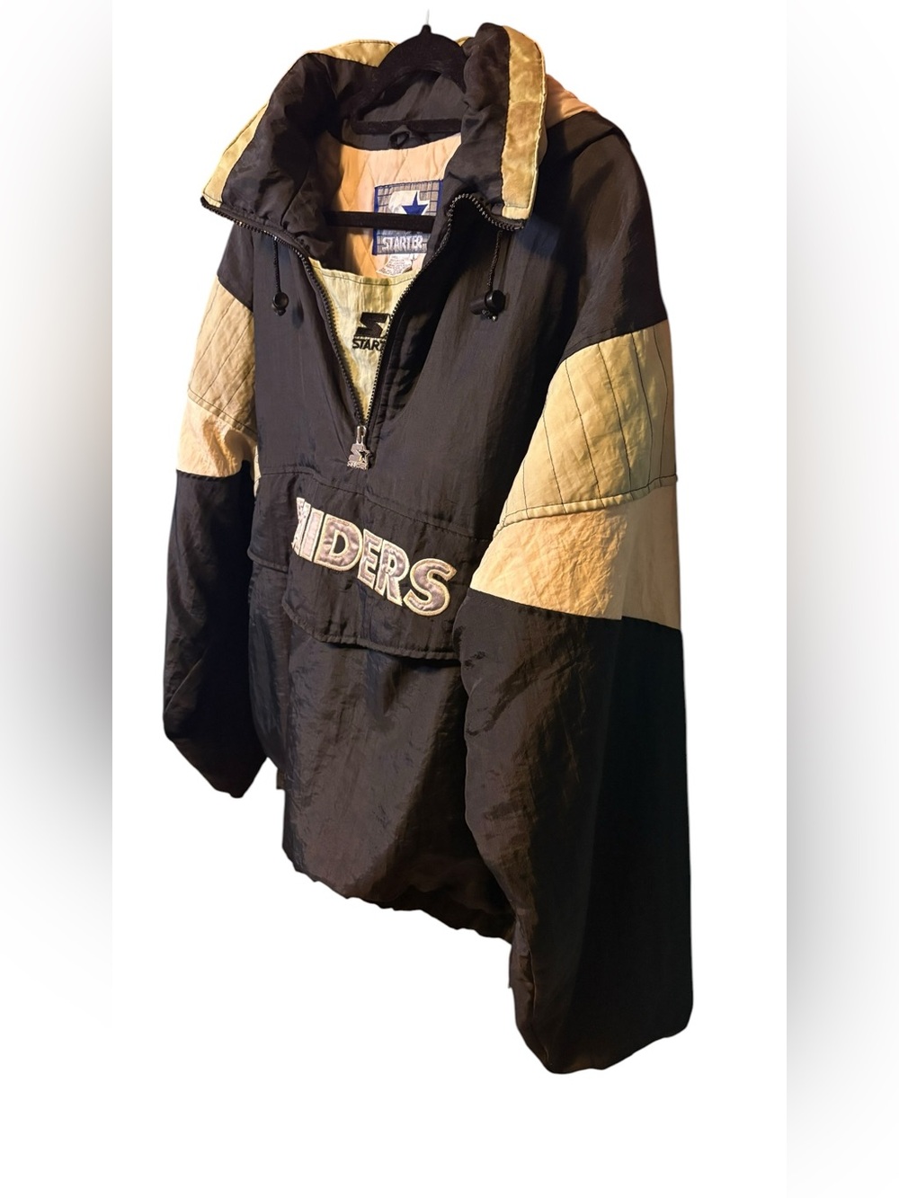Vintage Starter Raiders NFL 90s Hooded Pullover Anorak Jacket Large - Picture 3 of 16